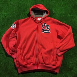 Vintage St Louis Cardinals Waffle Knit Hoodie Mens L G-III MLB Full Zip Jacket